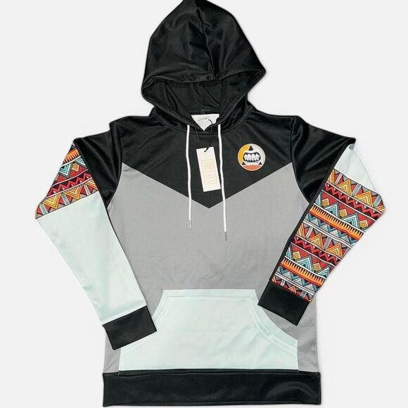 NWT TrillxLux Limited Edition Streetwear Black / Grey Tribal Aztec Rare Hoodie - Picture 1 of 7